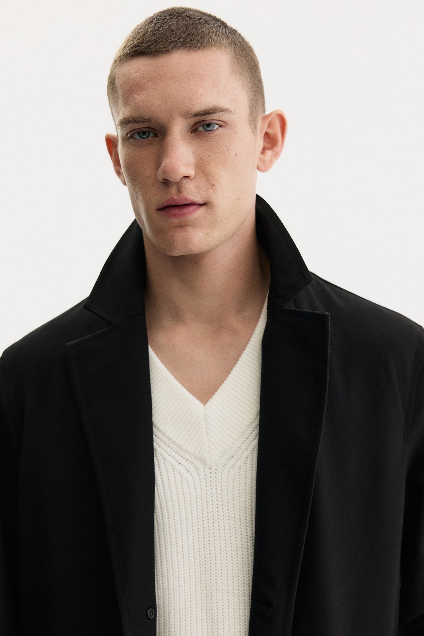 Men's Classic Long Black Wool Overcoat Formal Winter Trench Coat