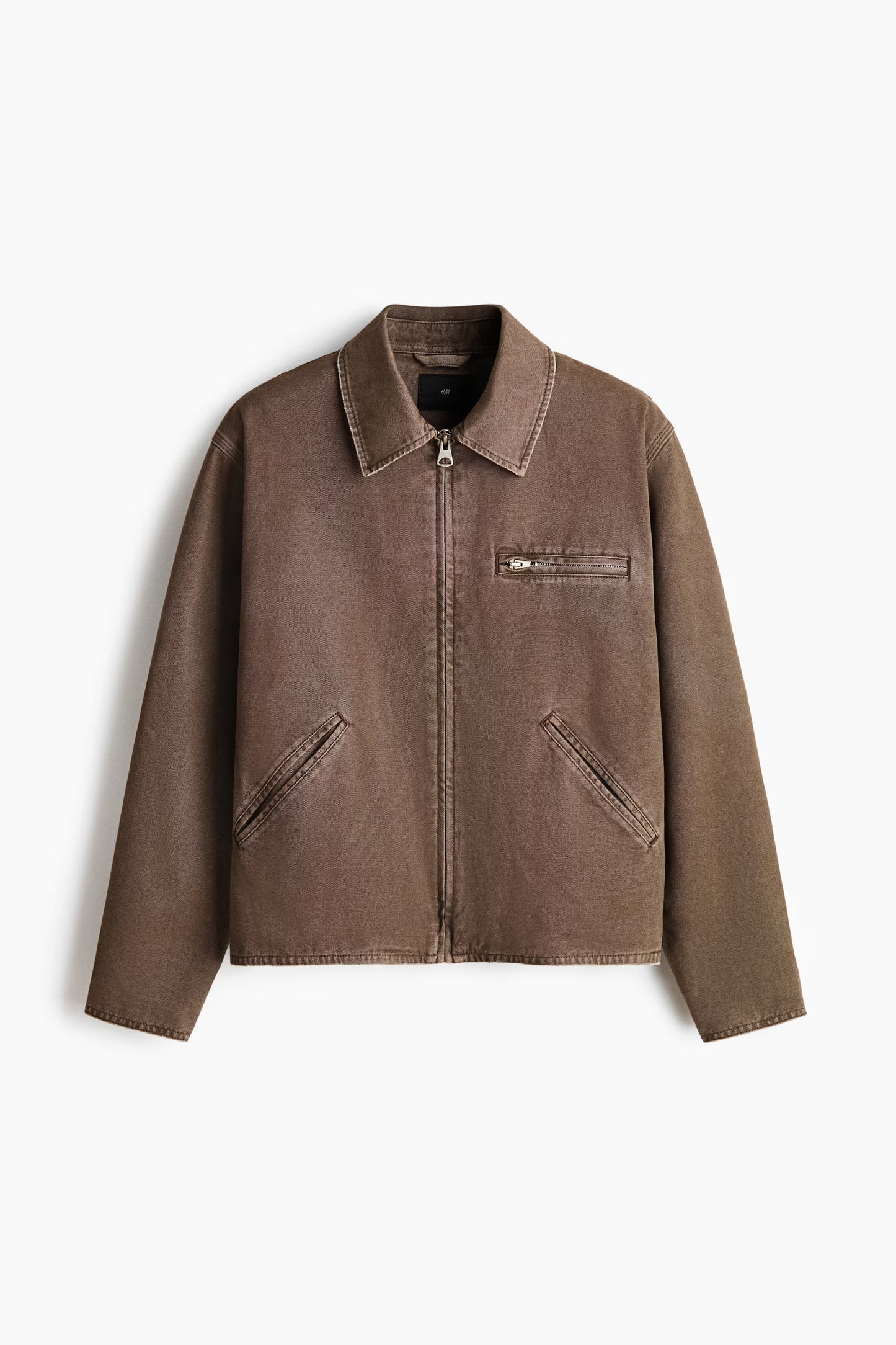 Premium Washed Cotton Canvas Jacket with Distressed Brown Finish