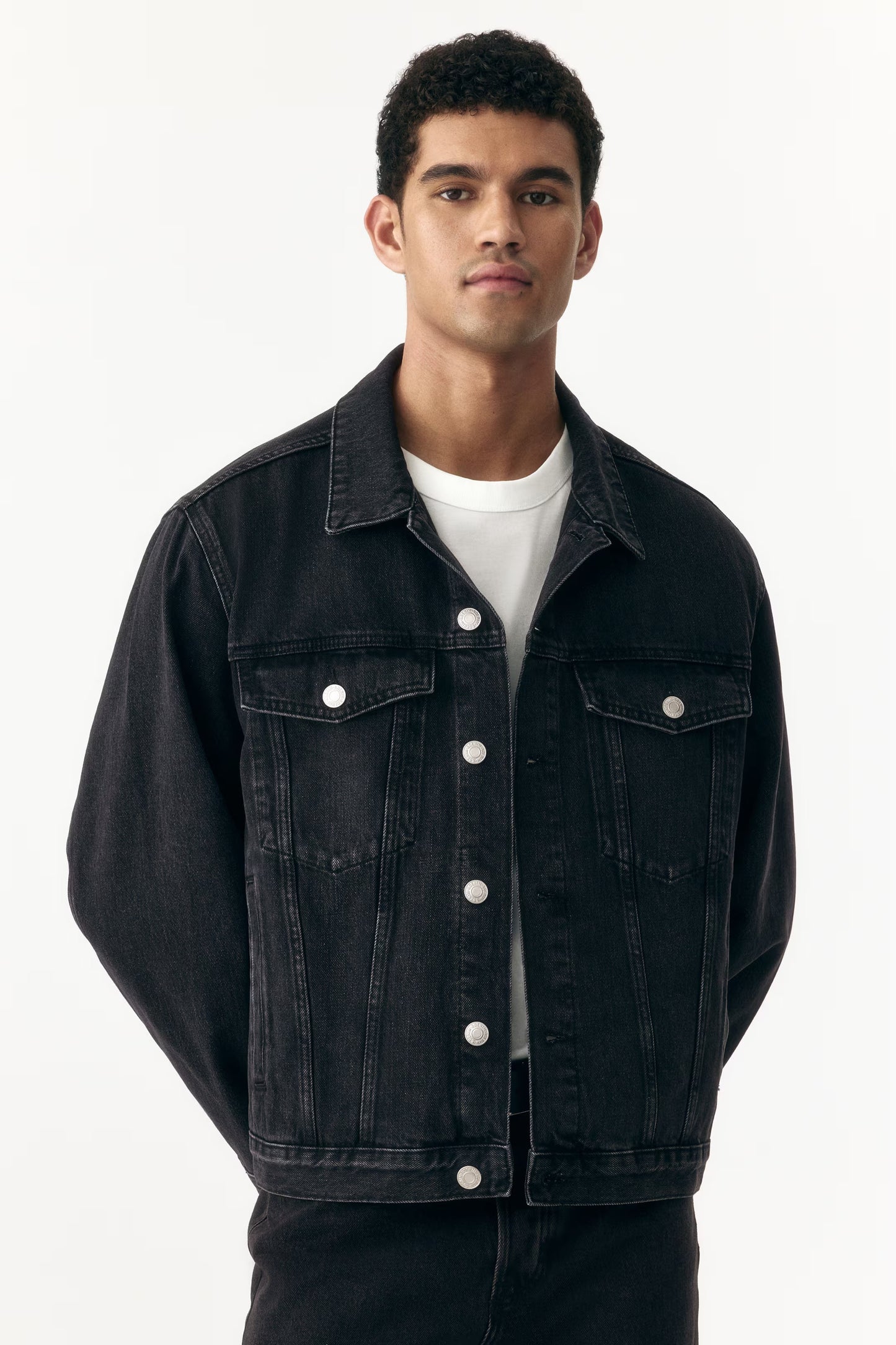 Men's Classic Rigid Black Cotton Denim Trucker Jacket