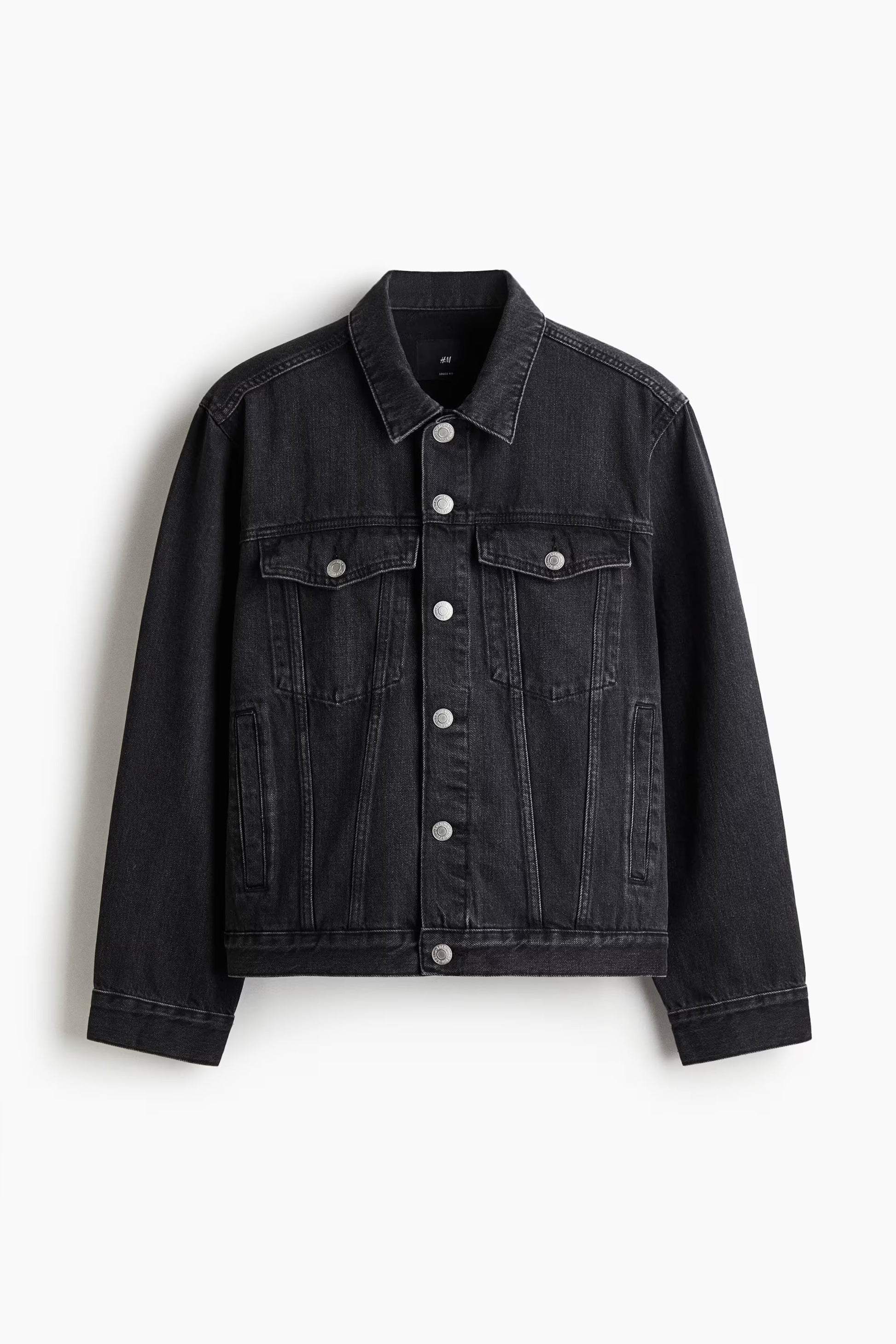Men's Classic Rigid Black Cotton Denim Trucker Jacket